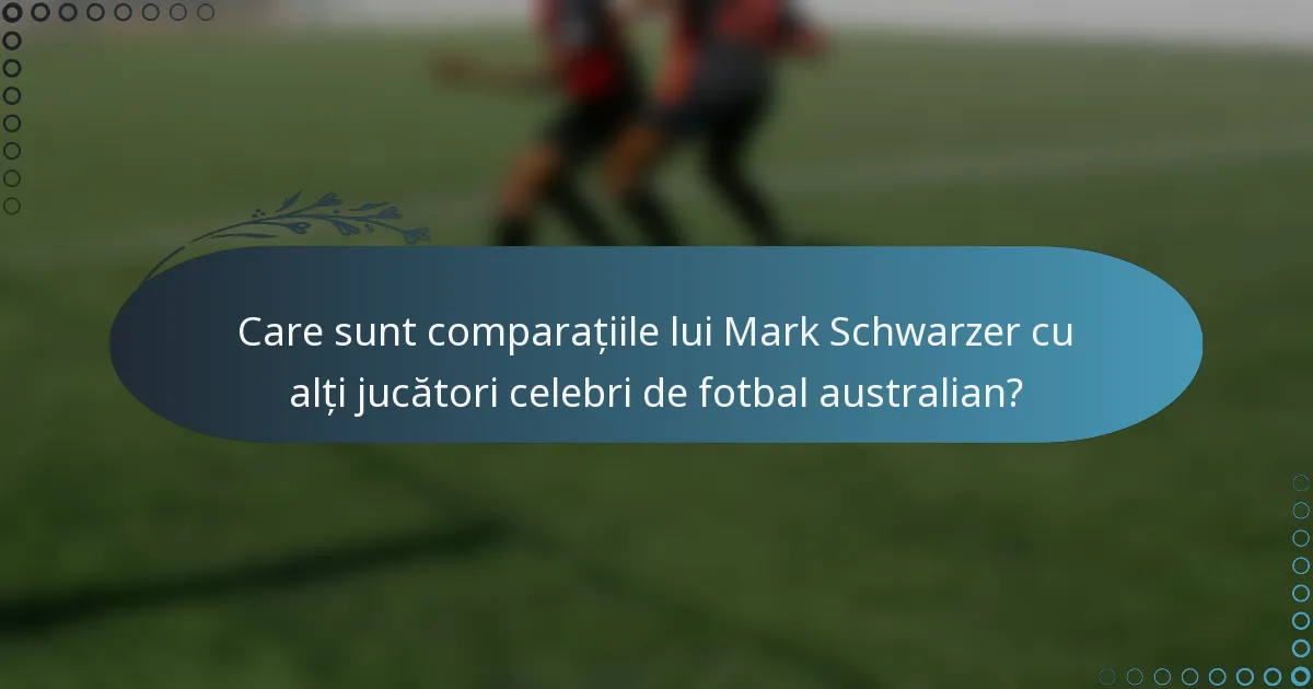 Care sunt comparațiile lui Mark Schwarzer cu alți jucători celebri de fotbal australian?