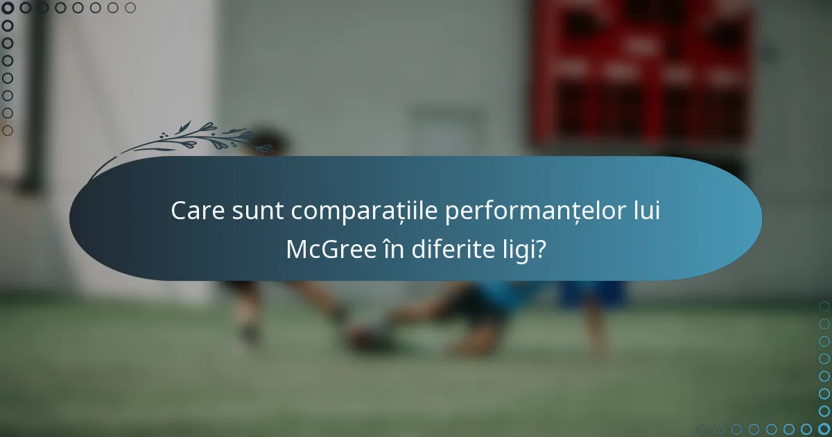 Care sunt comparațiile performanțelor lui McGree în diferite ligi?