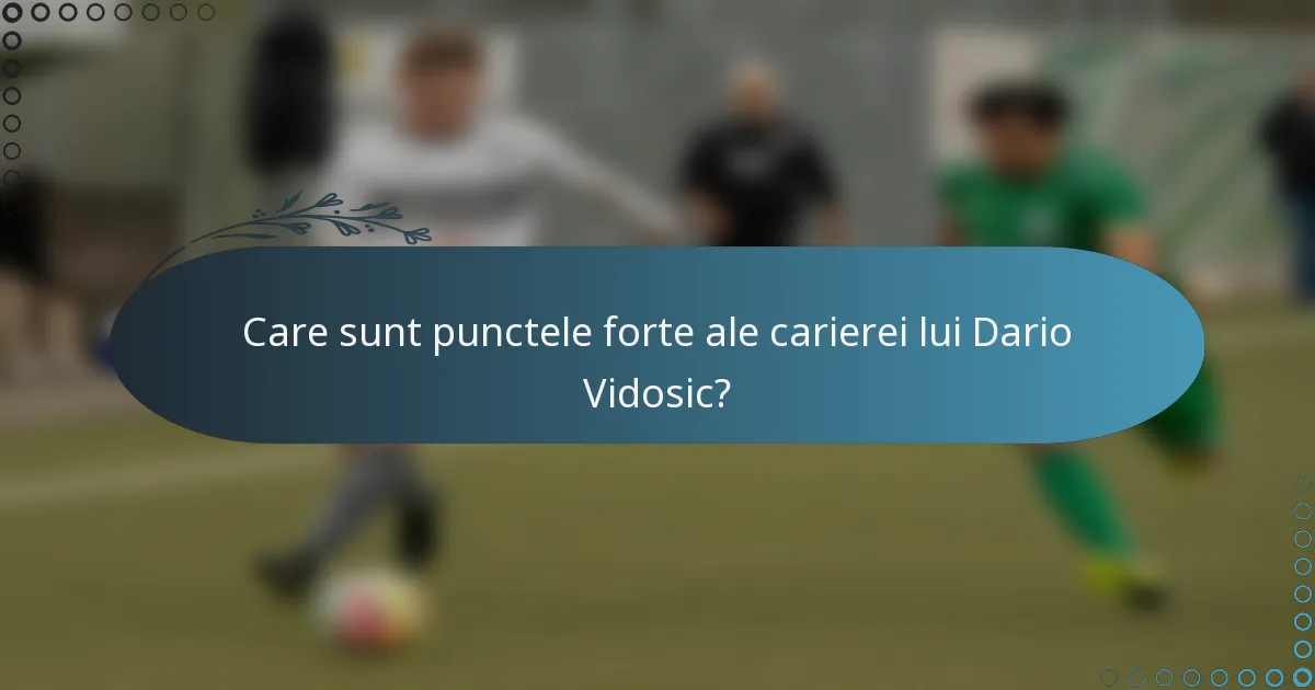 Care sunt punctele forte ale carierei lui Dario Vidosic?