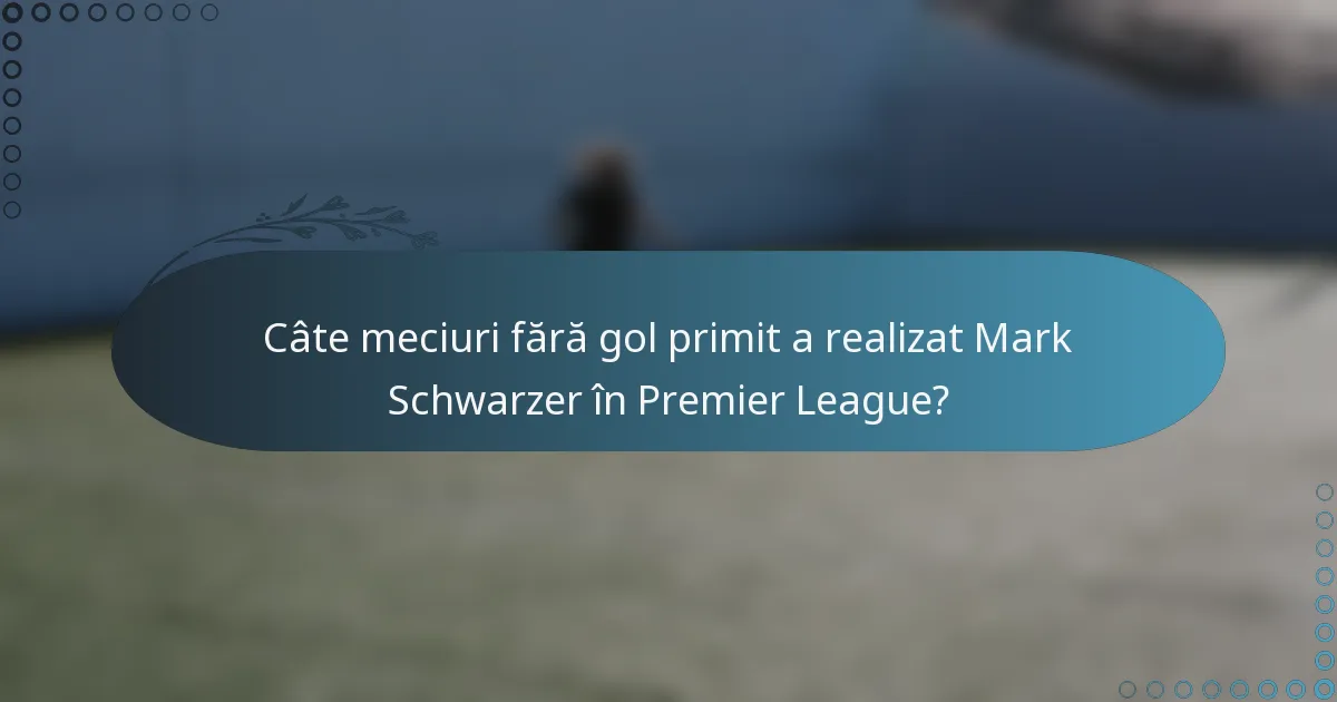 Câte meciuri fără gol primit a realizat Mark Schwarzer în Premier League?