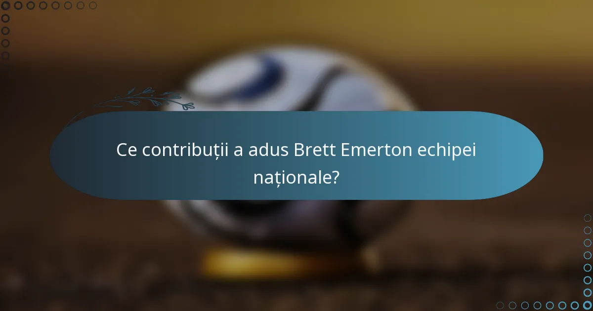 Ce contribuții a adus Brett Emerton echipei naționale?